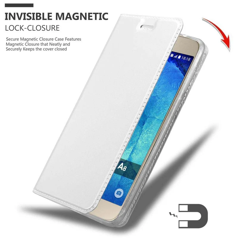 Cadorabo Hülle kompatibel mit Samsung Galaxy A8 2015 Schutzhülle mit Magnetverschluss, Standfunktion und Kartenfach