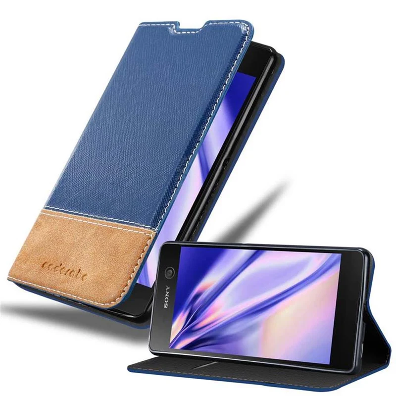 Cadorabo Hülle kompatibel mit Sony Xperia M5 Schutzhülle mit Magnetverschluss, Standfunktion und Kartenfach