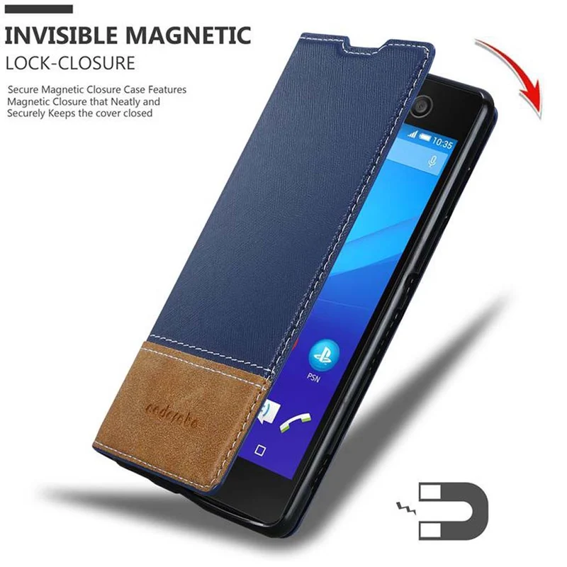 Cadorabo Hülle kompatibel mit Sony Xperia M5 Schutzhülle mit Magnetverschluss, Standfunktion und Kartenfach