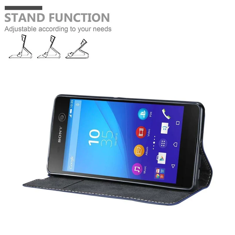 Cadorabo Hülle kompatibel mit Sony Xperia M5 Schutzhülle mit Magnetverschluss, Standfunktion und Kartenfach