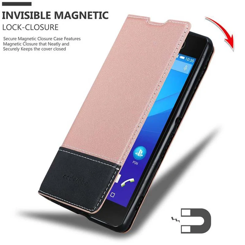Cadorabo Hülle kompatibel mit Sony Xperia M5 Schutzhülle mit Magnetverschluss, Standfunktion und Kartenfach