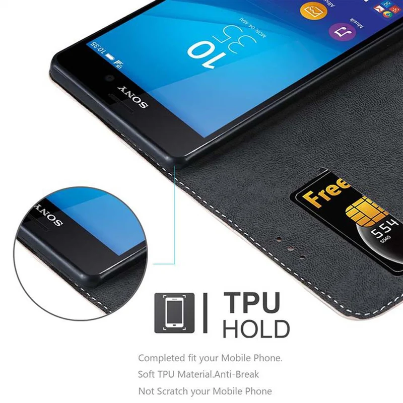 Cadorabo Hülle kompatibel mit Sony Xperia M4 AQUA Schutzhülle mit Magnetverschluss, Standfunktion und Kartenfach