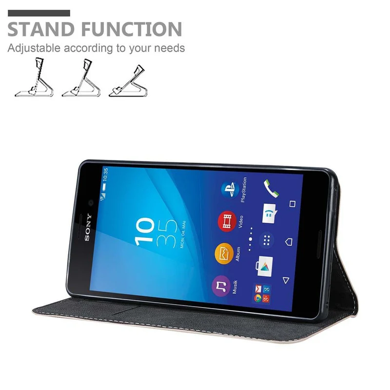 Cadorabo Hülle kompatibel mit Sony Xperia M4 AQUA Schutzhülle mit Magnetverschluss, Standfunktion und Kartenfach