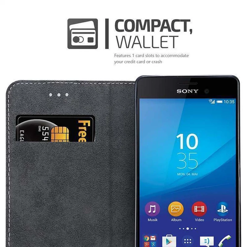 Cadorabo Hülle kompatibel mit Sony Xperia M4 AQUA Schutzhülle mit Magnetverschluss, Standfunktion und Kartenfach
