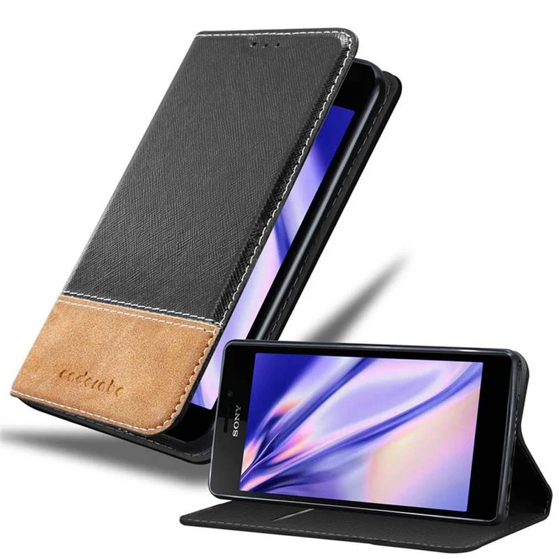 Cadorabo Hülle kompatibel mit Sony Xperia M2 / M2 AQUA Schutzhülle mit Magnetverschluss, Standfunktion und Kartenfach
