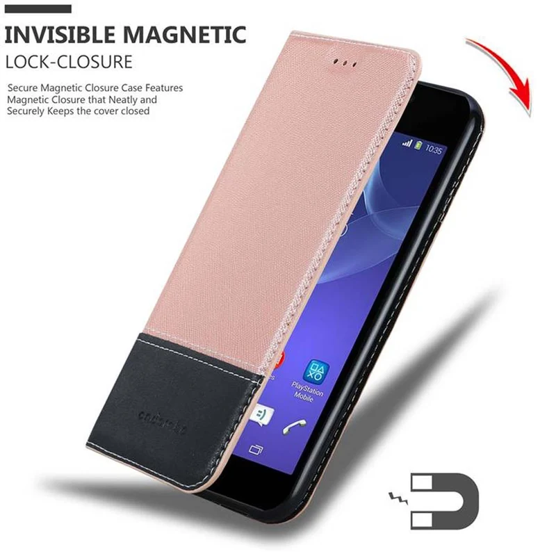 Cadorabo Hülle kompatibel mit Sony Xperia M2 / M2 AQUA Schutzhülle mit Magnetverschluss, Standfunktion und Kartenfach