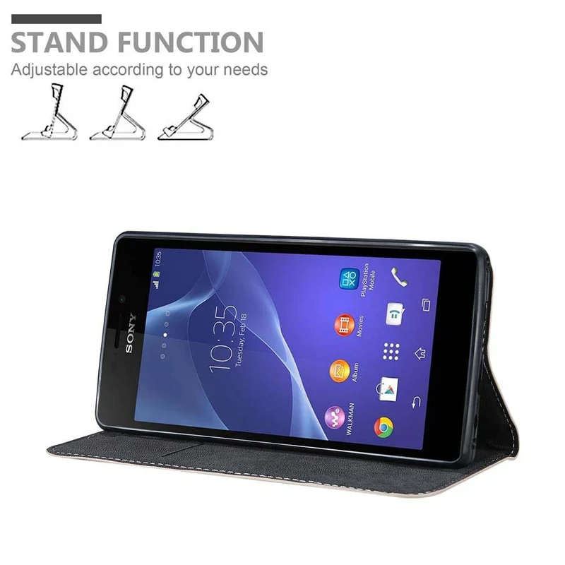 Cadorabo Hülle kompatibel mit Sony Xperia M2 / M2 AQUA Schutzhülle mit Magnetverschluss, Standfunktion und Kartenfach