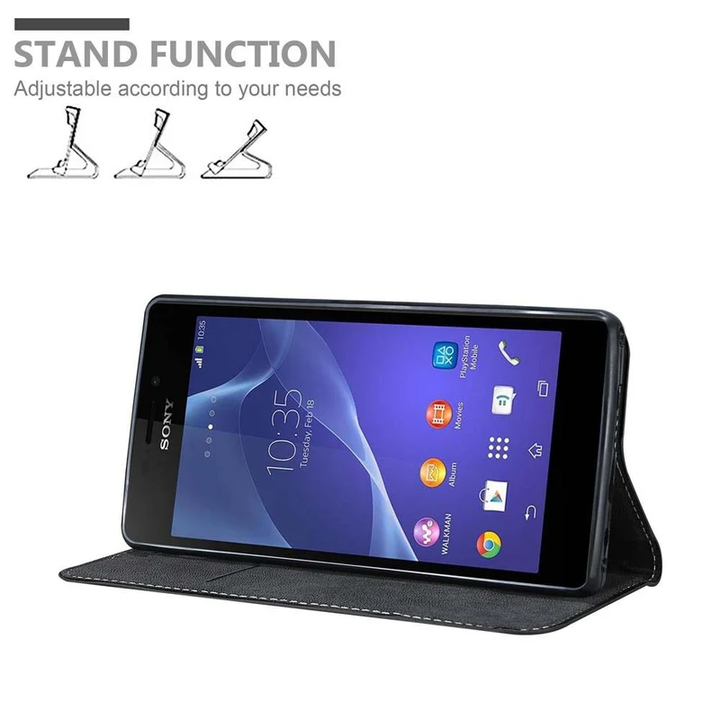 Cadorabo Hülle kompatibel mit Sony Xperia M2 / M2 AQUA Schutzhülle mit Magnetverschluss, Standfunktion und Kartenfach
