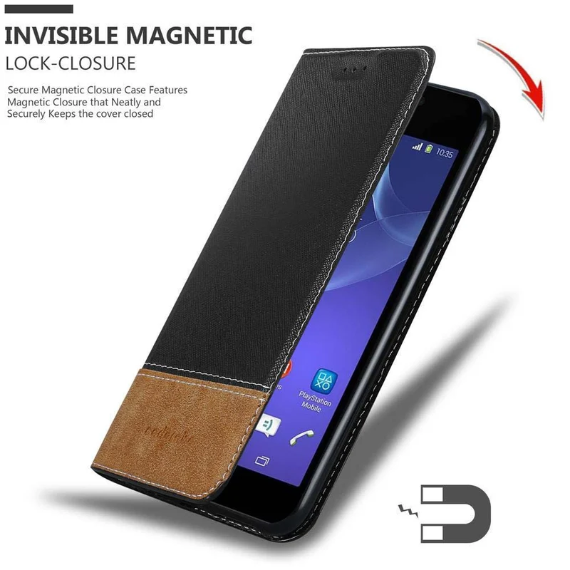 Cadorabo Hülle kompatibel mit Sony Xperia M2 / M2 AQUA Schutzhülle mit Magnetverschluss, Standfunktion und Kartenfach