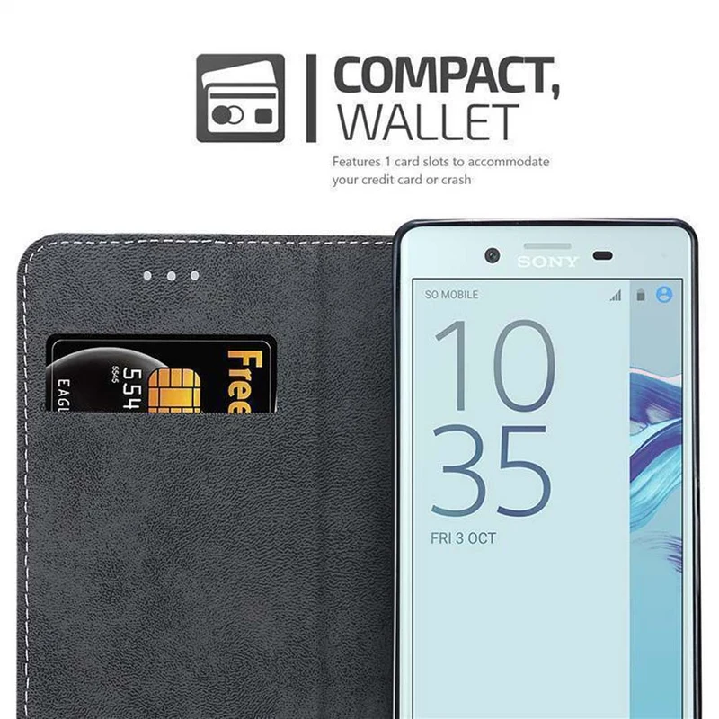 Cadorabo Hülle kompatibel mit Sony Xperia X COMPACT Schutzhülle mit Magnetverschluss, Standfunktion und Kartenfach