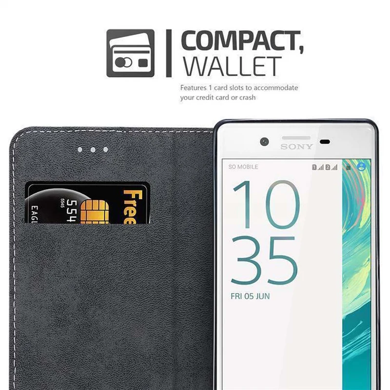 Cadorabo Hülle kompatibel mit Sony Xperia X Schutzhülle mit Magnetverschluss, Standfunktion und Kartenfach