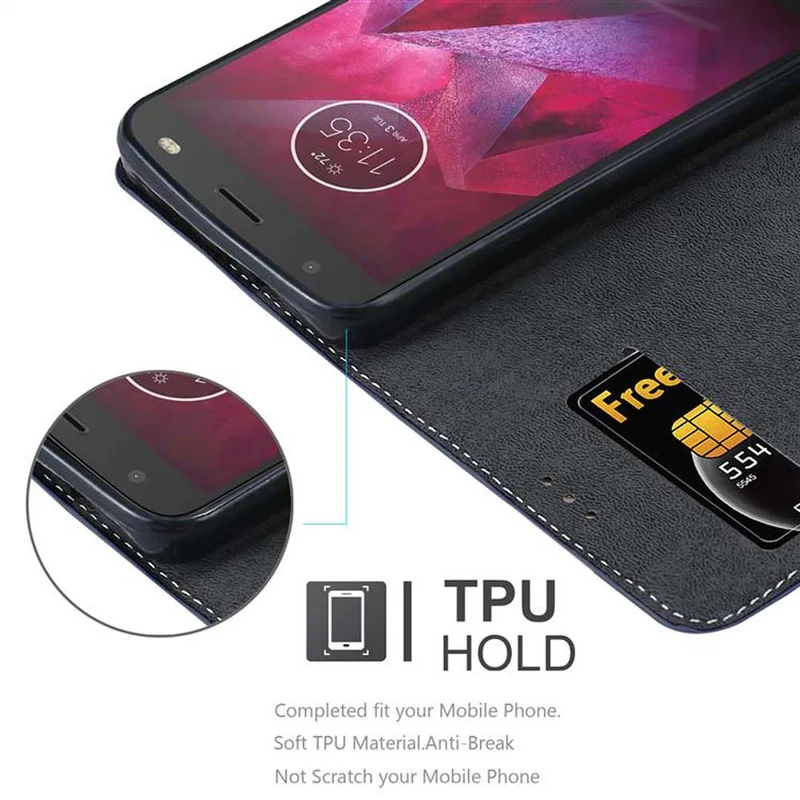 Cadorabo Hülle kompatibel mit Motorola MOTO X4 Schutzhülle mit Magnetverschluss, Standfunktion und Kartenfach