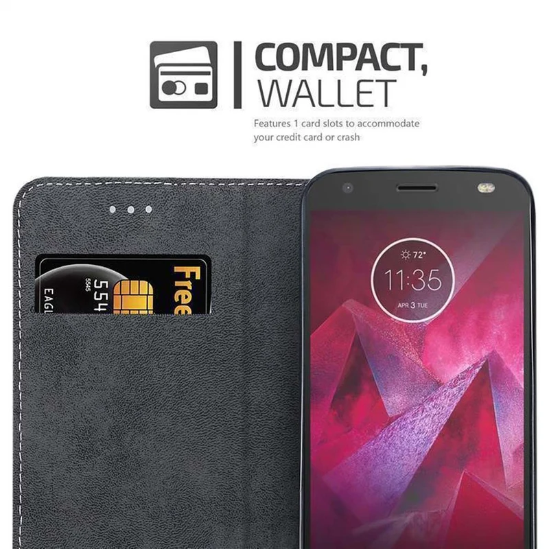 Cadorabo Hülle kompatibel mit Motorola MOTO X4 Schutzhülle mit Magnetverschluss, Standfunktion und Kartenfach
