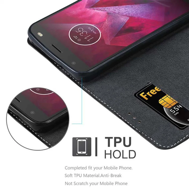 Cadorabo Hülle kompatibel mit Motorola MOTO X4 Schutzhülle mit Magnetverschluss, Standfunktion und Kartenfach
