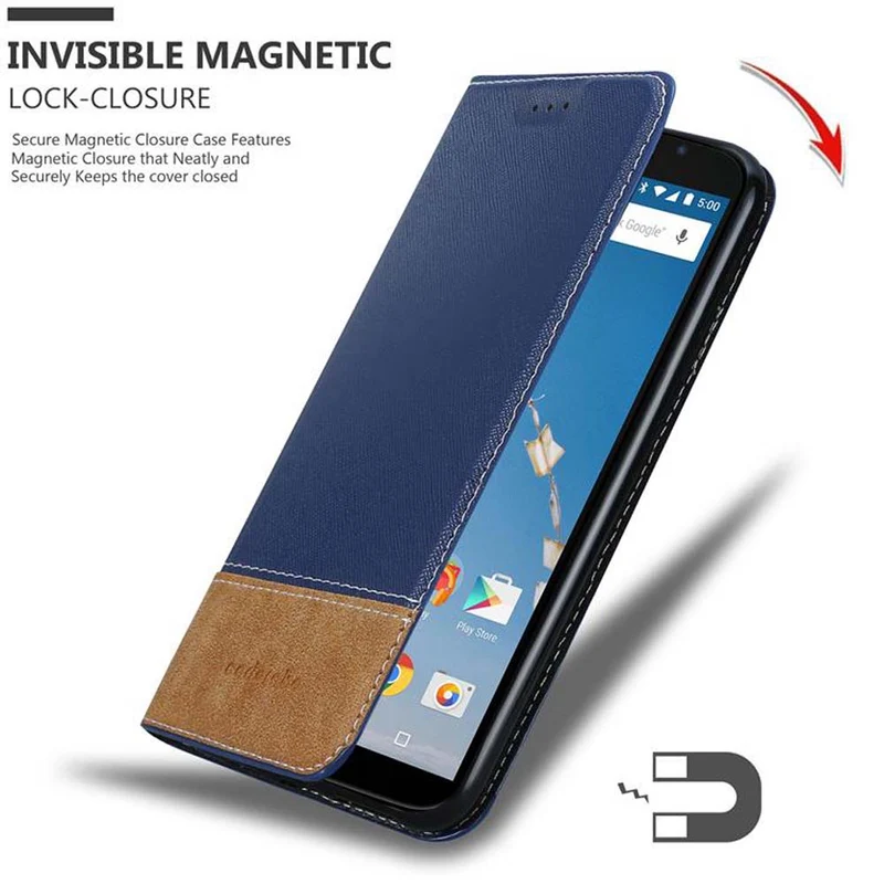 Cadorabo Hülle kompatibel mit Motorola Google NEXUS 6 Schutzhülle mit Magnetverschluss, Standfunktion und Kartenfach