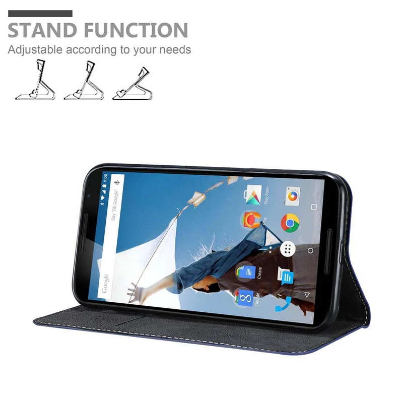 Cadorabo Hülle kompatibel mit Motorola Google NEXUS 6 Schutzhülle mit Magnetverschluss, Standfunktion und Kartenfach