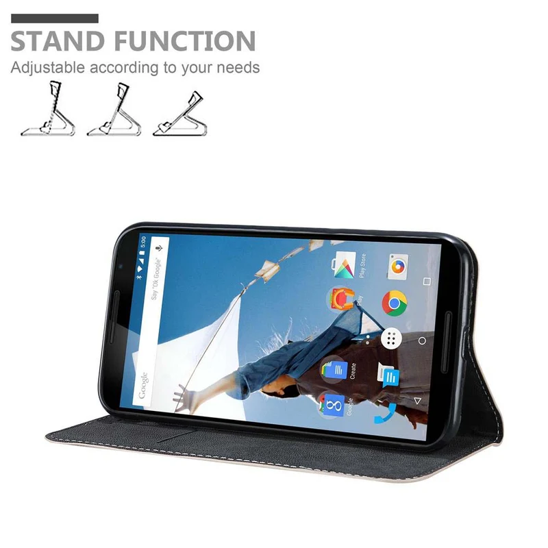 Cadorabo Hülle kompatibel mit Motorola Google NEXUS 6 Schutzhülle mit Magnetverschluss, Standfunktion und Kartenfach