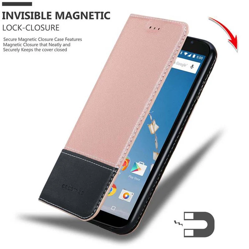 Cadorabo Hülle kompatibel mit Motorola Google NEXUS 6 Schutzhülle mit Magnetverschluss, Standfunktion und Kartenfach