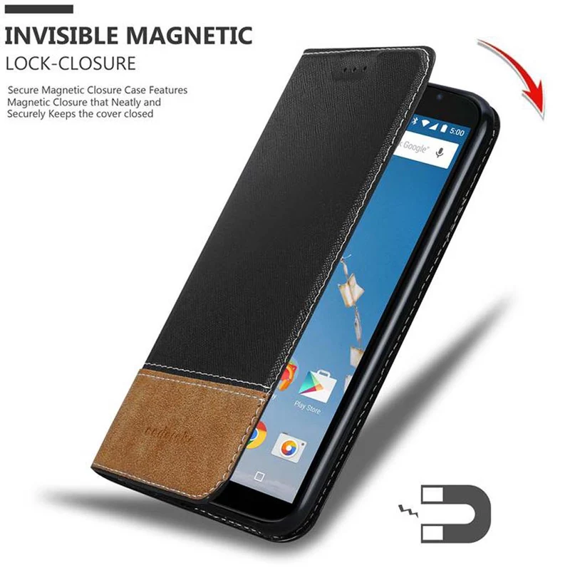 Cadorabo Hülle kompatibel mit Motorola Google NEXUS 6 Schutzhülle mit Magnetverschluss, Standfunktion und Kartenfach