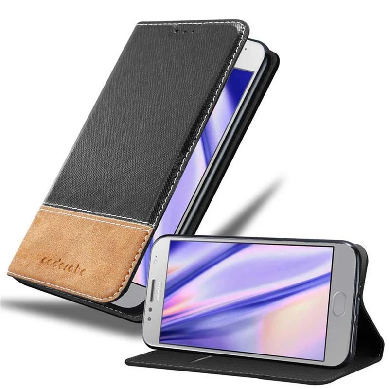 Cadorabo Hülle kompatibel mit Motorola MOTO G5S Schutzhülle mit Magnetverschluss, Standfunktion und Kartenfach