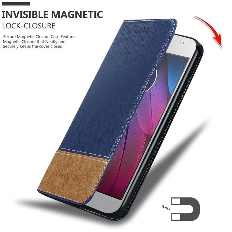 Cadorabo Hülle kompatibel mit Motorola MOTO G5S Schutzhülle mit Magnetverschluss, Standfunktion und Kartenfach