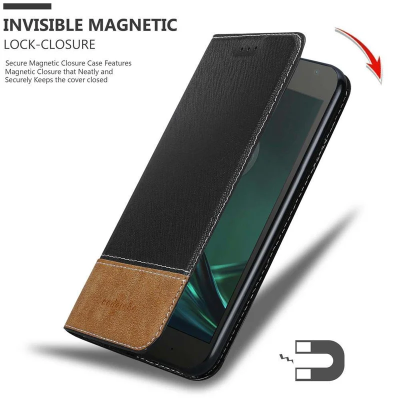 Cadorabo Hülle kompatibel mit Motorola MOTO G4 / G4 PLUS Schutzhülle mit Magnetverschluss, Standfunktion und Kartenfach
