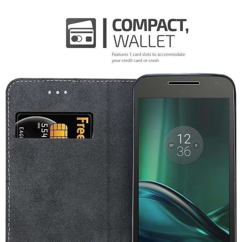 Cadorabo Hülle kompatibel mit Motorola MOTO G4 / G4 PLUS Schutzhülle mit Magnetverschluss, Standfunktion und Kartenfach