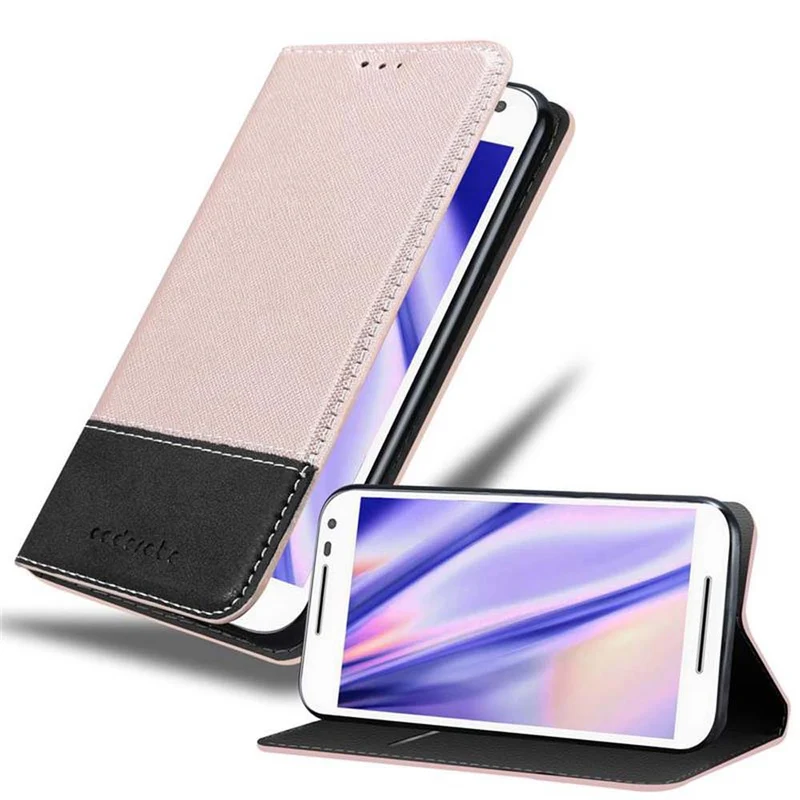 Cadorabo Hülle kompatibel mit Motorola MOTO G3 Schutzhülle mit Magnetverschluss, Standfunktion und Kartenfach
