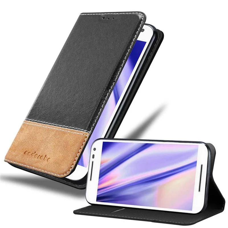 Cadorabo Hülle kompatibel mit Motorola MOTO G3 Schutzhülle mit Magnetverschluss, Standfunktion und Kartenfach