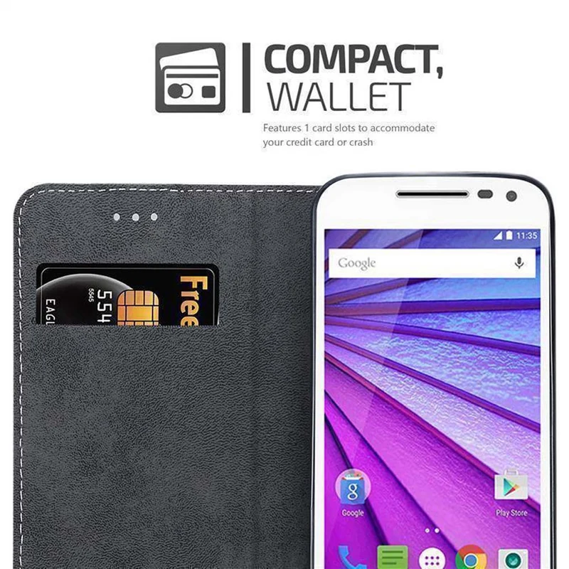 Cadorabo Hülle kompatibel mit Motorola MOTO G3 Schutzhülle mit Magnetverschluss, Standfunktion und Kartenfach