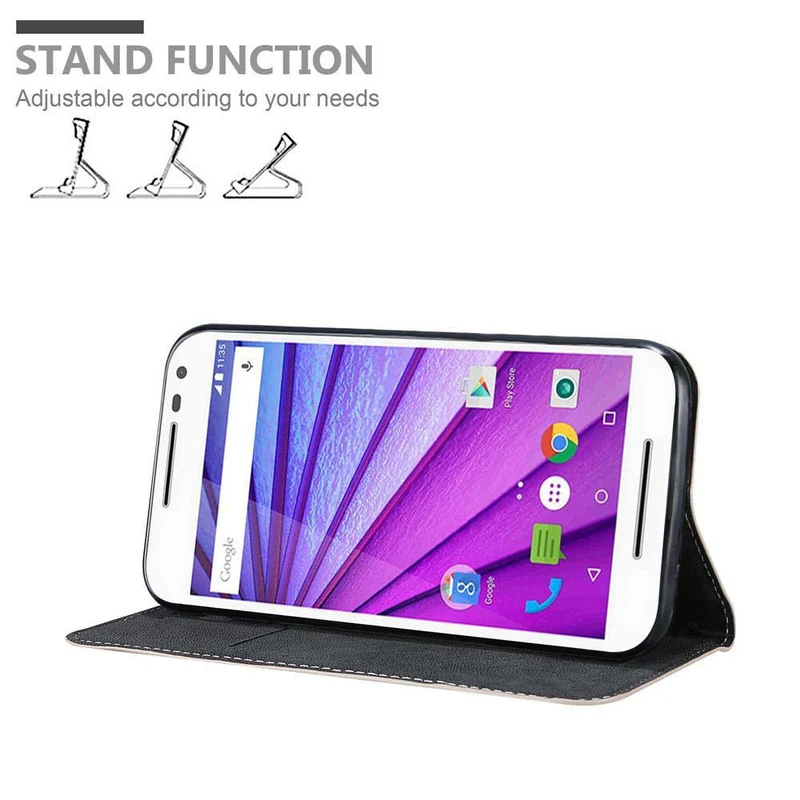 Cadorabo Hülle kompatibel mit Motorola MOTO G3 Schutzhülle mit Magnetverschluss, Standfunktion und Kartenfach