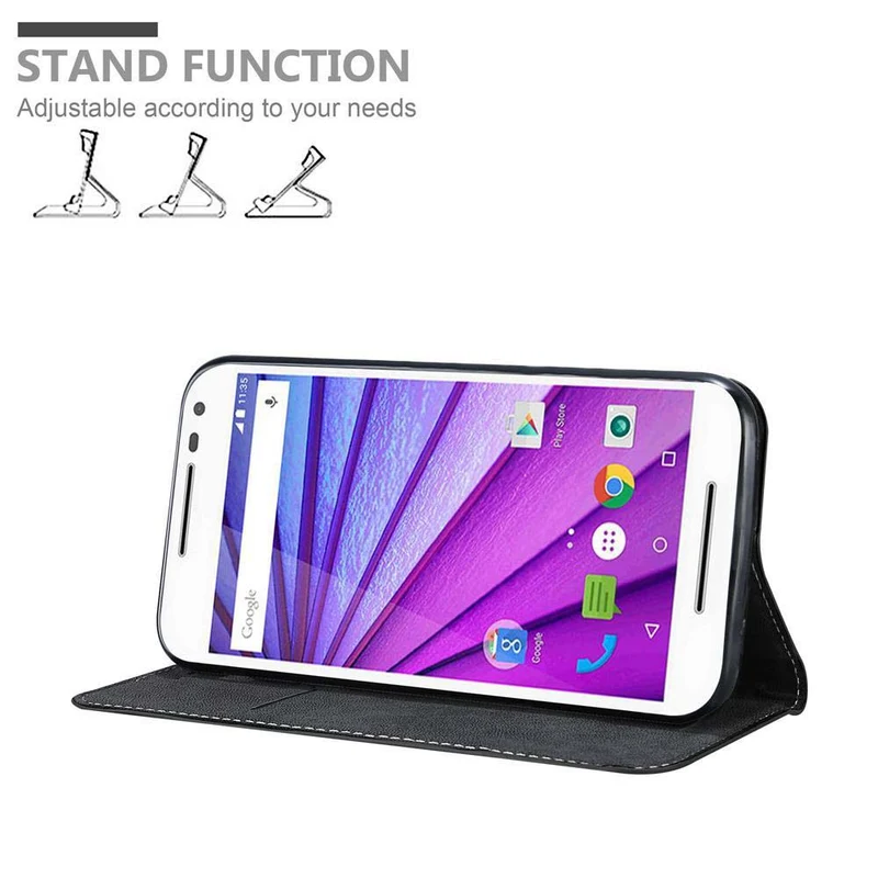 Cadorabo Hülle kompatibel mit Motorola MOTO G3 Schutzhülle mit Magnetverschluss, Standfunktion und Kartenfach