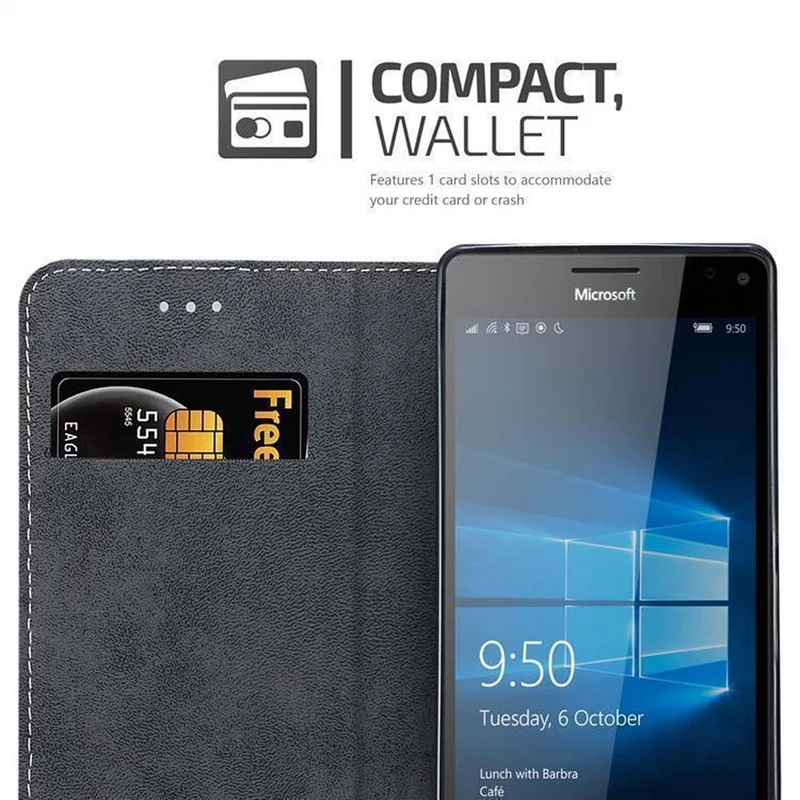 Cadorabo Hülle kompatibel mit Nokia Lumia 950 XL Schutzhülle mit Magnetverschluss, Standfunktion und Kartenfach