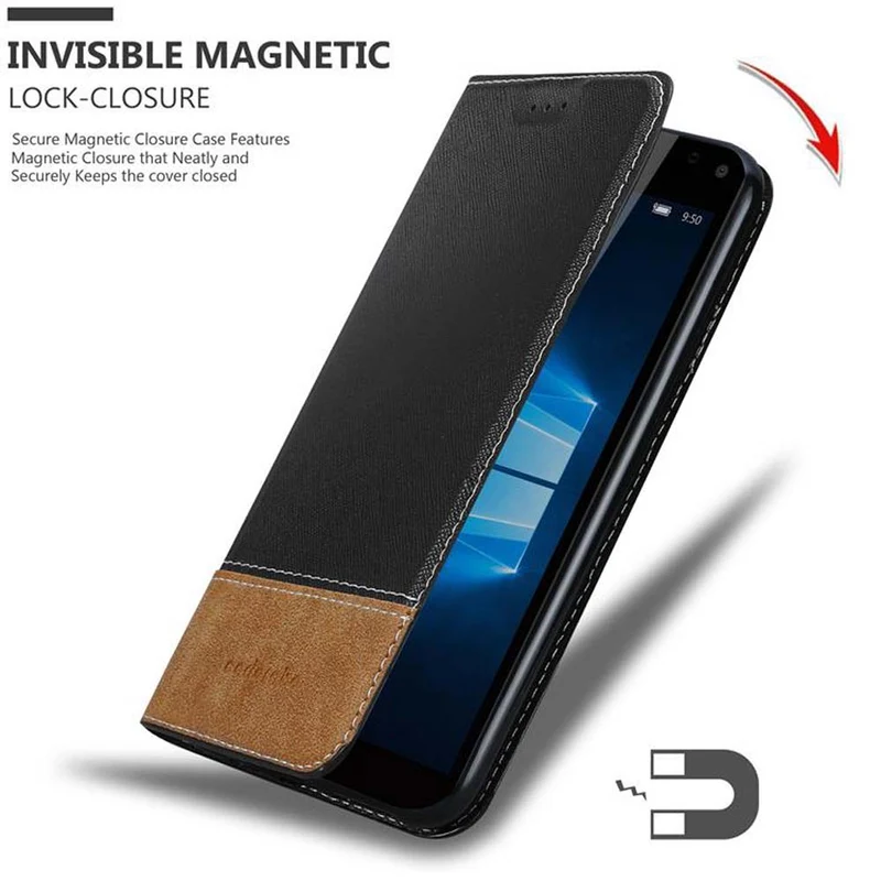 Cadorabo Hülle kompatibel mit Nokia Lumia 950 XL Schutzhülle mit Magnetverschluss, Standfunktion und Kartenfach