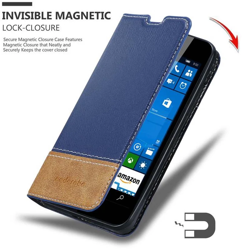 Cadorabo Hülle kompatibel mit Nokia Lumia 550 Schutzhülle mit Magnetverschluss, Standfunktion und Kartenfach