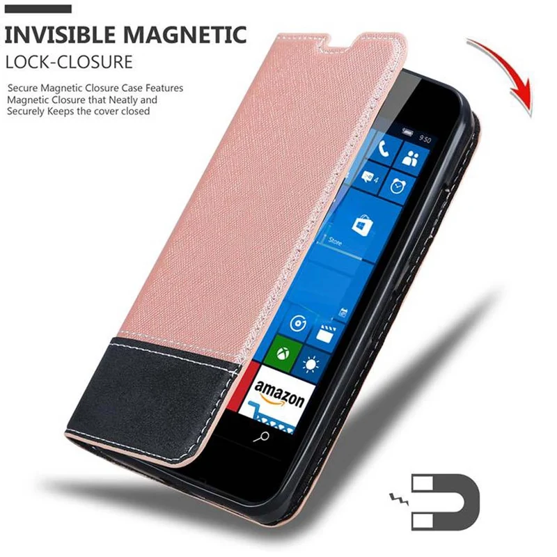 Cadorabo Hülle kompatibel mit Nokia Lumia 550 Schutzhülle mit Magnetverschluss, Standfunktion und Kartenfach