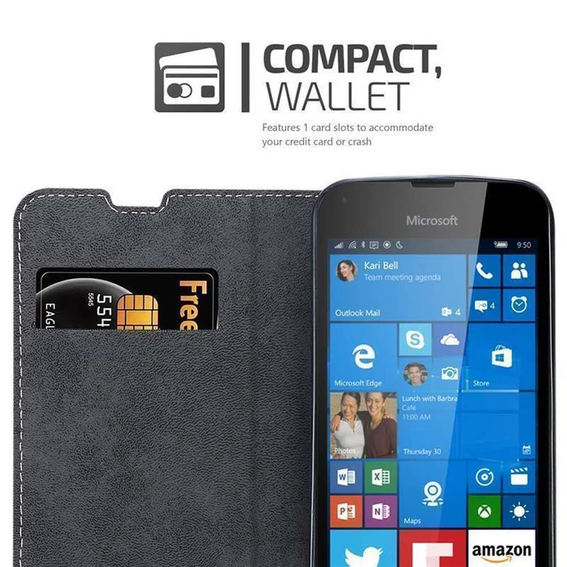 Cadorabo Hülle kompatibel mit Nokia Lumia 550 Schutzhülle mit Magnetverschluss, Standfunktion und Kartenfach