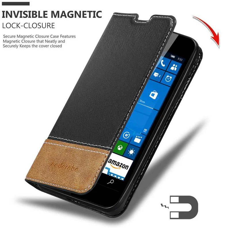 Cadorabo Hülle kompatibel mit Nokia Lumia 550 Schutzhülle mit Magnetverschluss, Standfunktion und Kartenfach