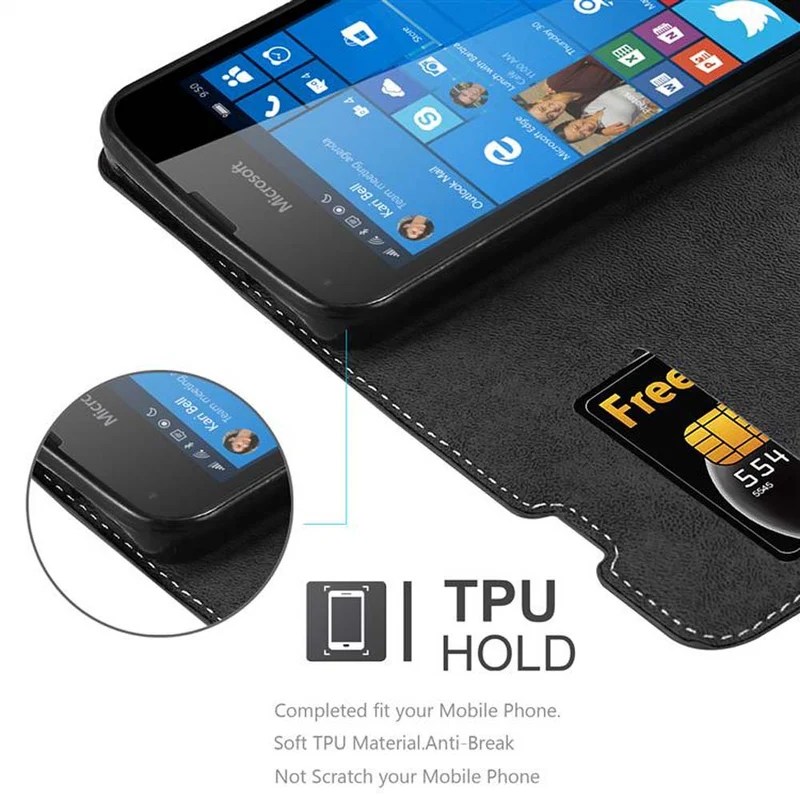 Cadorabo Hülle kompatibel mit Nokia Lumia 550 Schutzhülle mit Magnetverschluss, Standfunktion und Kartenfach
