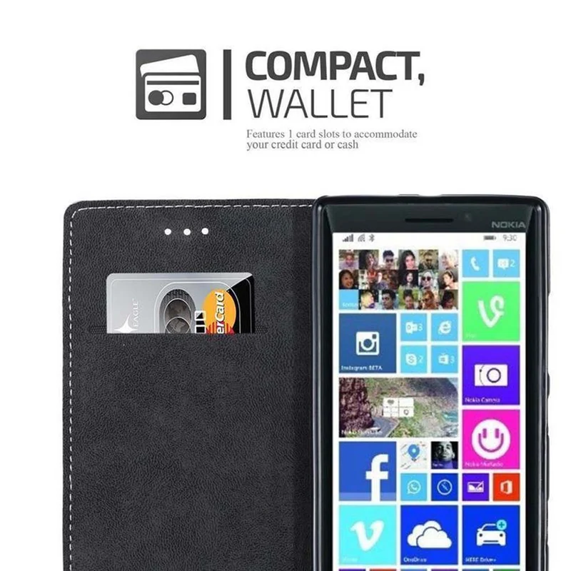 Cadorabo Hülle kompatibel mit Nokia Lumia 929 / 930 Schutzhülle mit Magnetverschluss, Standfunktion und Kartenfach