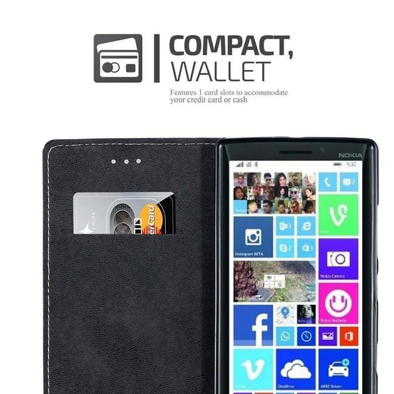 Cadorabo Hülle kompatibel mit Nokia Lumia 929 / 930 Schutzhülle mit Magnetverschluss, Standfunktion und Kartenfach