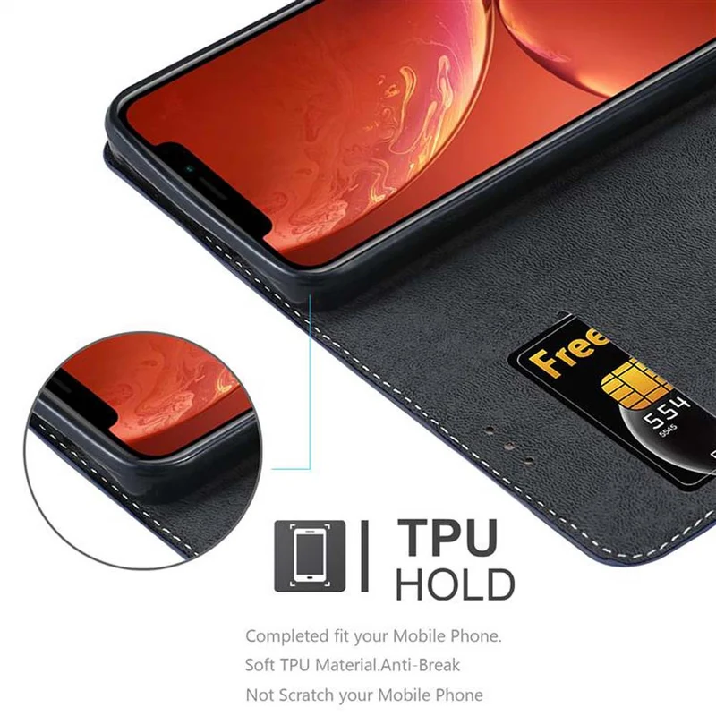 Cadorabo Hülle kompatibel mit Apple iPhone XR Schutzhülle mit Magnetverschluss, Standfunktion und Kartenfach