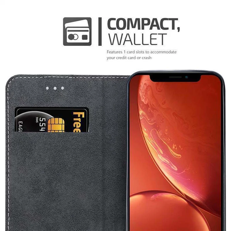 Cadorabo Hülle kompatibel mit Apple iPhone XR Schutzhülle mit Magnetverschluss, Standfunktion und Kartenfach