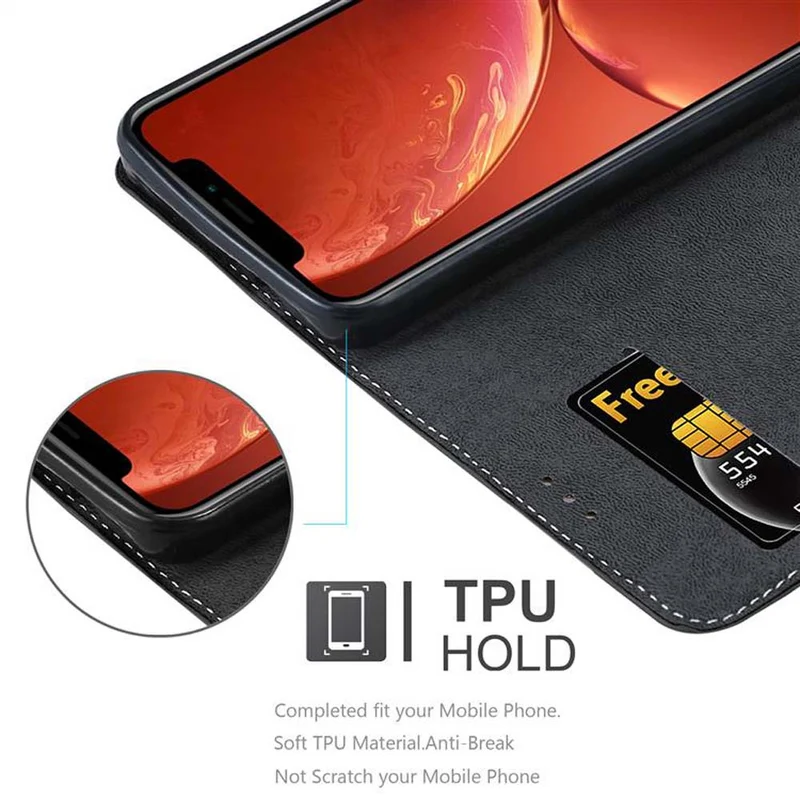 Cadorabo Hülle kompatibel mit Apple iPhone XR Schutzhülle mit Magnetverschluss, Standfunktion und Kartenfach