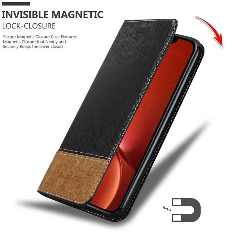 Cadorabo Hülle kompatibel mit Apple iPhone XR Schutzhülle mit Magnetverschluss, Standfunktion und Kartenfach