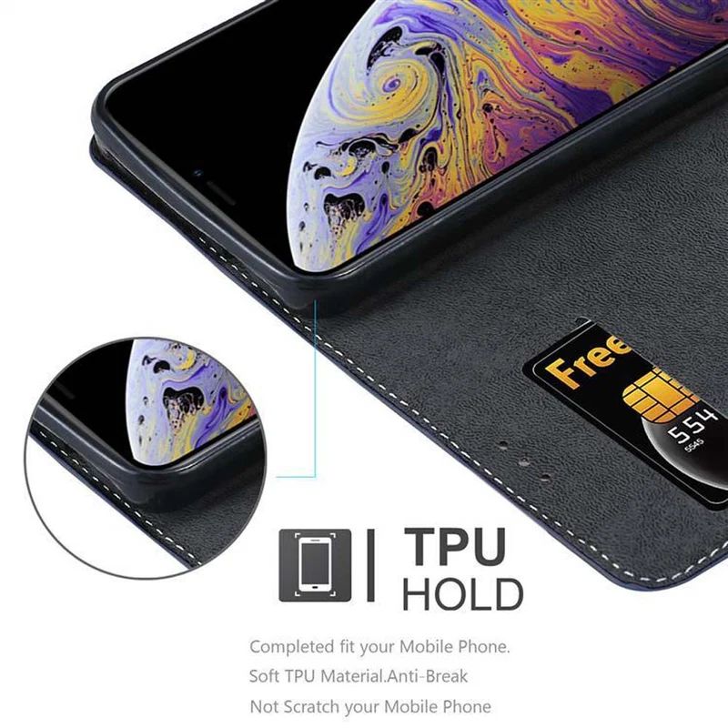 Cadorabo Hülle kompatibel mit Apple iPhone XS MAX Schutzhülle mit Magnetverschluss, Standfunktion und Kartenfach
