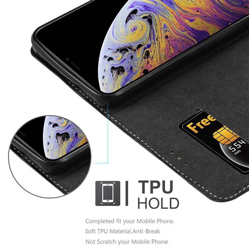 Cadorabo Hülle kompatibel mit Apple iPhone XS MAX Schutzhülle mit Magnetverschluss, Standfunktion und Kartenfach