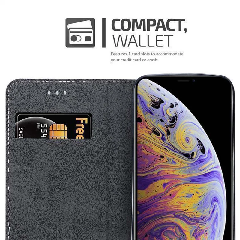 Cadorabo Hülle kompatibel mit Apple iPhone XS MAX Schutzhülle mit Magnetverschluss, Standfunktion und Kartenfach