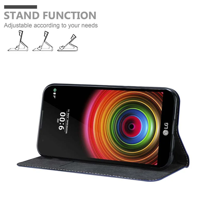 Cadorabo Hülle kompatibel mit LG X POWER Schutzhülle mit Magnetverschluss, Standfunktion und Kartenfach