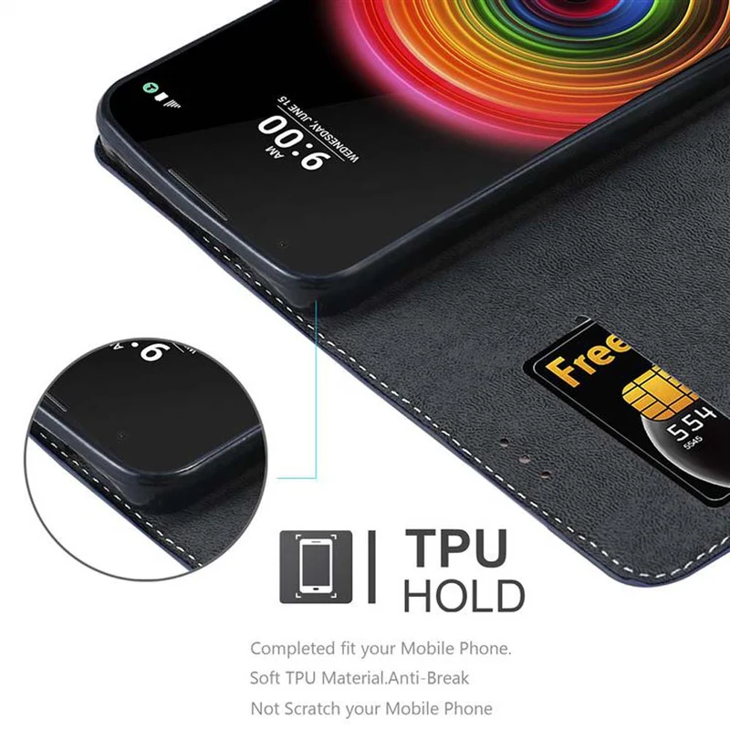 Cadorabo Hülle kompatibel mit LG X POWER Schutzhülle mit Magnetverschluss, Standfunktion und Kartenfach